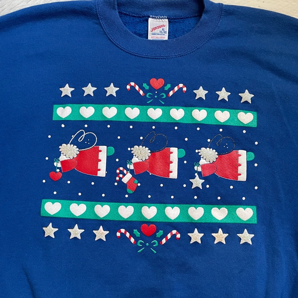 Vintage 90s Jerzees Christmas angels crewneck sweater